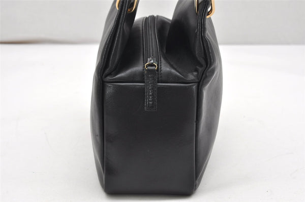 Authentic GUCCI Vintage Bamboo Hand Bag Purse Leather Black 4459K