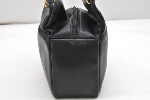Authentic GUCCI Vintage Bamboo Hand Bag Purse Leather Black 4459K