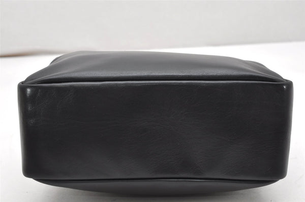 Authentic GUCCI Vintage Bamboo Hand Bag Purse Leather Black 4459K