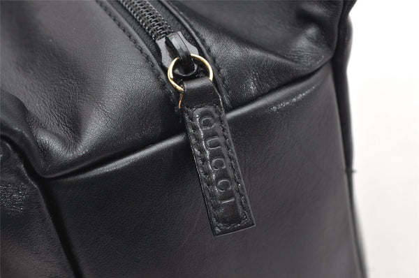 Authentic GUCCI Vintage Bamboo Hand Bag Purse Leather Black 4459K