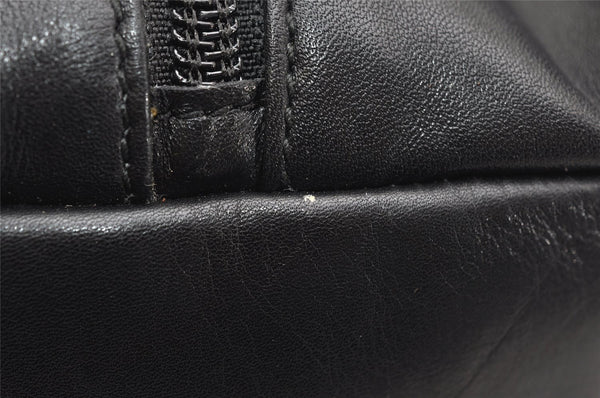 Authentic GUCCI Vintage Bamboo Hand Bag Purse Leather Black 4459K