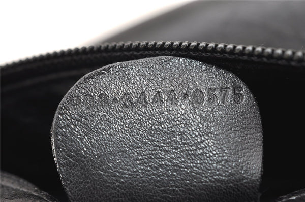 Authentic GUCCI Vintage Bamboo Hand Bag Purse Leather Black 4459K