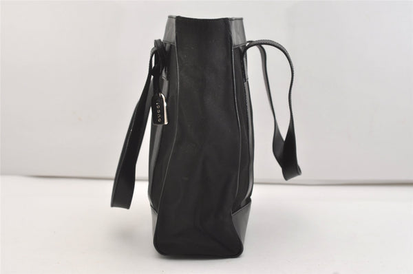 Authentic GUCCI Vintage Shoulder Tote Bag Purse Nylon Leather Black 4460J