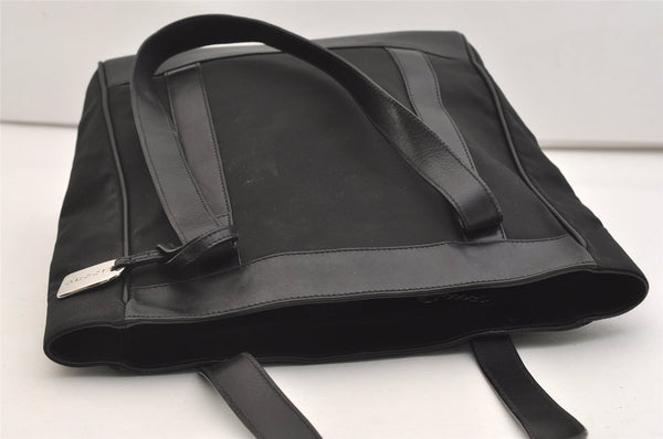 Authentic GUCCI Vintage Shoulder Tote Bag Purse Nylon Leather Black 4460J