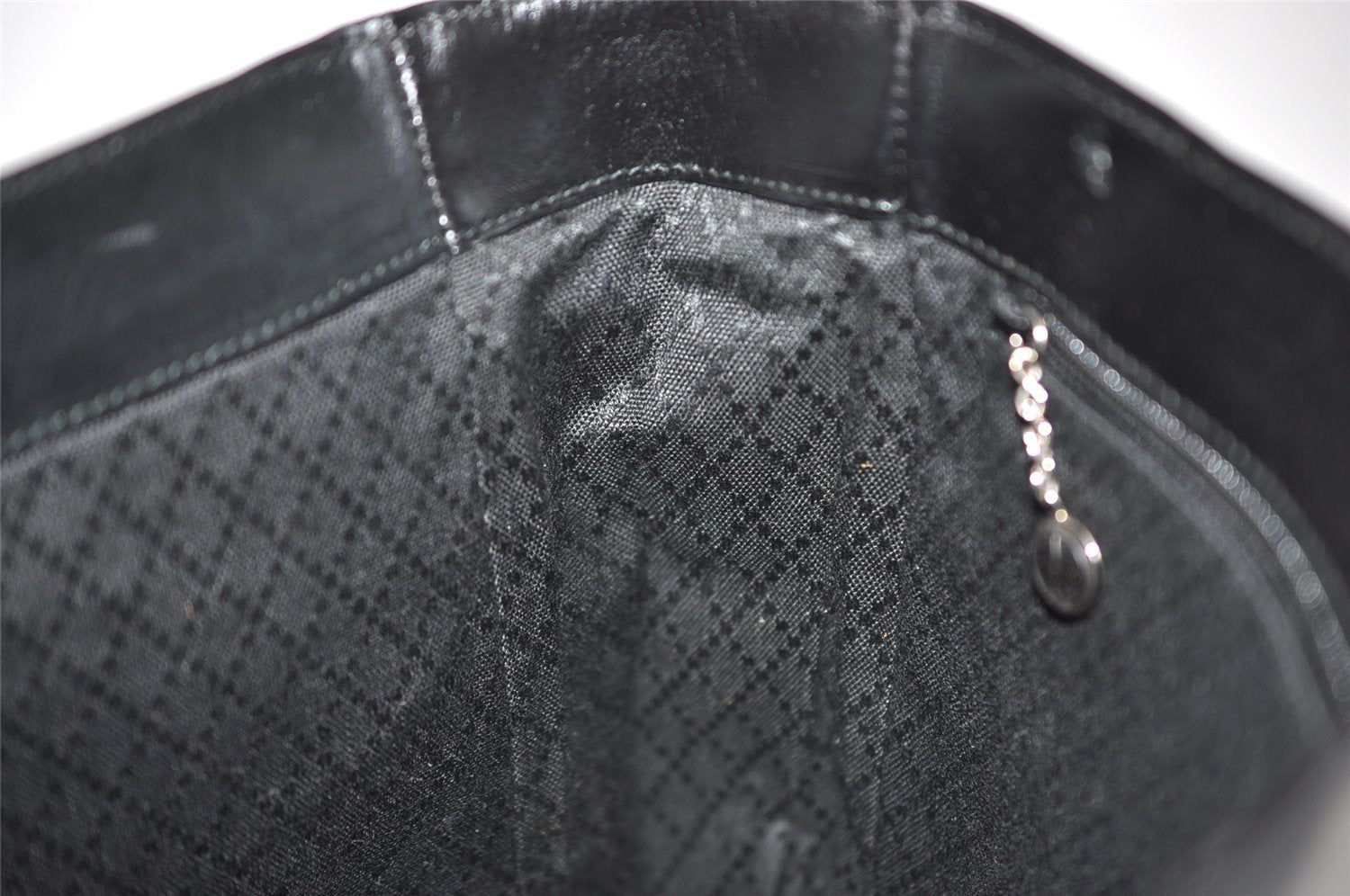 Authentic GUCCI Vintage Shoulder Tote Bag Purse Nylon Leather Black 4460J