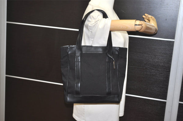 Authentic GUCCI Vintage Shoulder Tote Bag Purse Nylon Leather Black 4460J