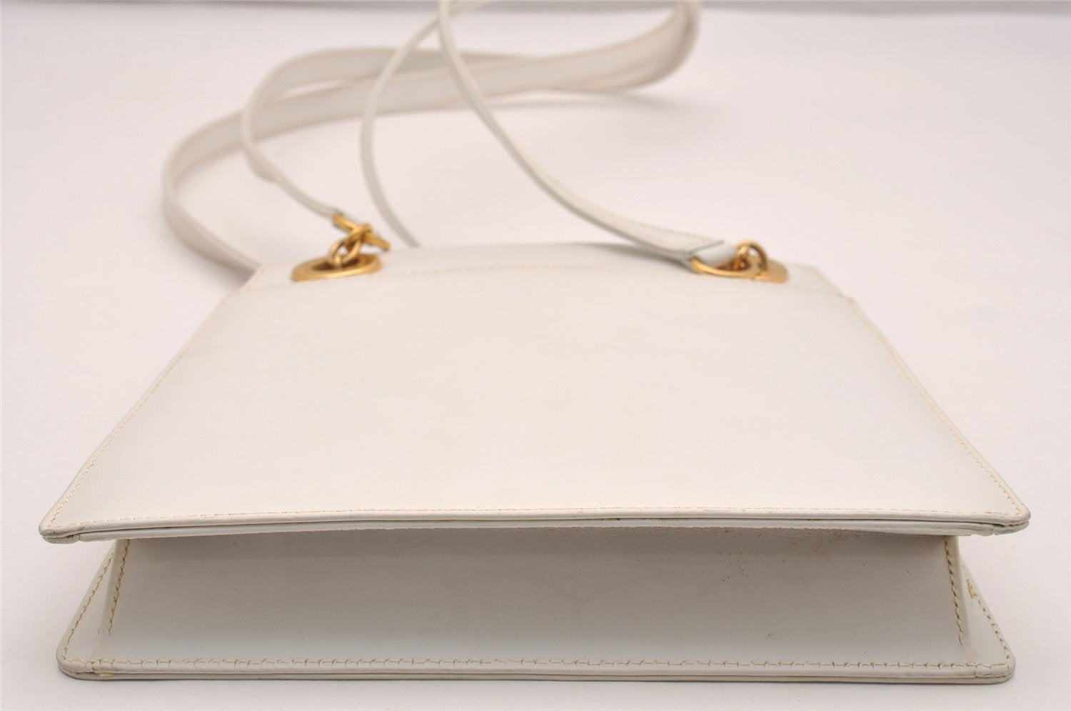 Authentic GUCCI Vintage Shoulder Bag Purse Leather White Junk 4461J