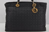 Authentic Christian Dior Vintage Cannage Nylon Shoulder Tote Bag Black CD 4462J