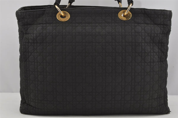 Authentic Christian Dior Vintage Cannage Nylon Shoulder Tote Bag Black CD 4462J