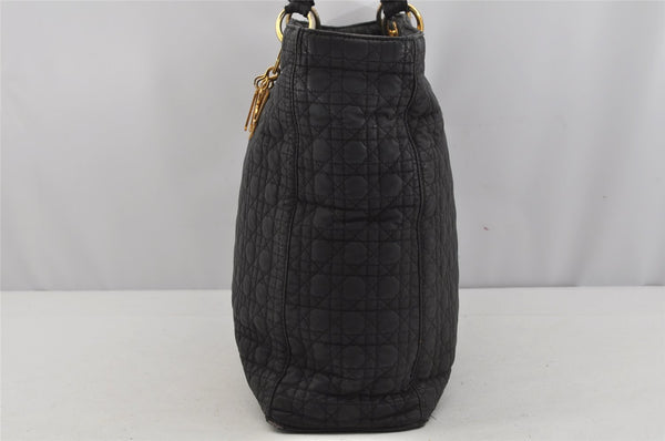 Authentic Christian Dior Vintage Cannage Nylon Shoulder Tote Bag Black CD 4462J