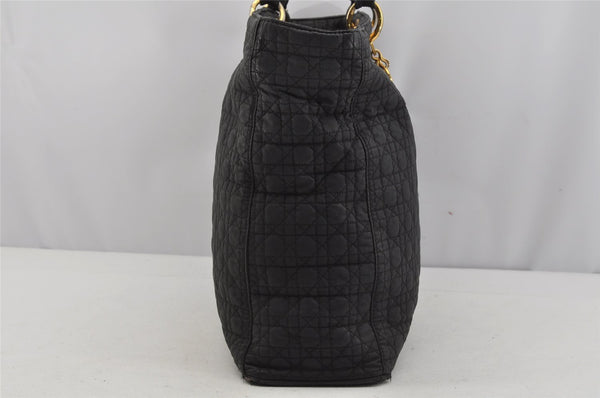 Authentic Christian Dior Vintage Cannage Nylon Shoulder Tote Bag Black CD 4462J