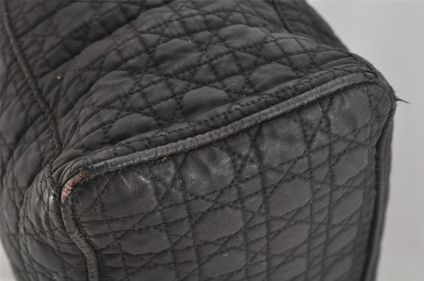 Authentic Christian Dior Vintage Cannage Nylon Shoulder Tote Bag Black CD 4462J