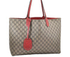 Authentic GUCCI Reversible Shoulder Tote Bag GG PVC Leather 368568 Brown 4462K
