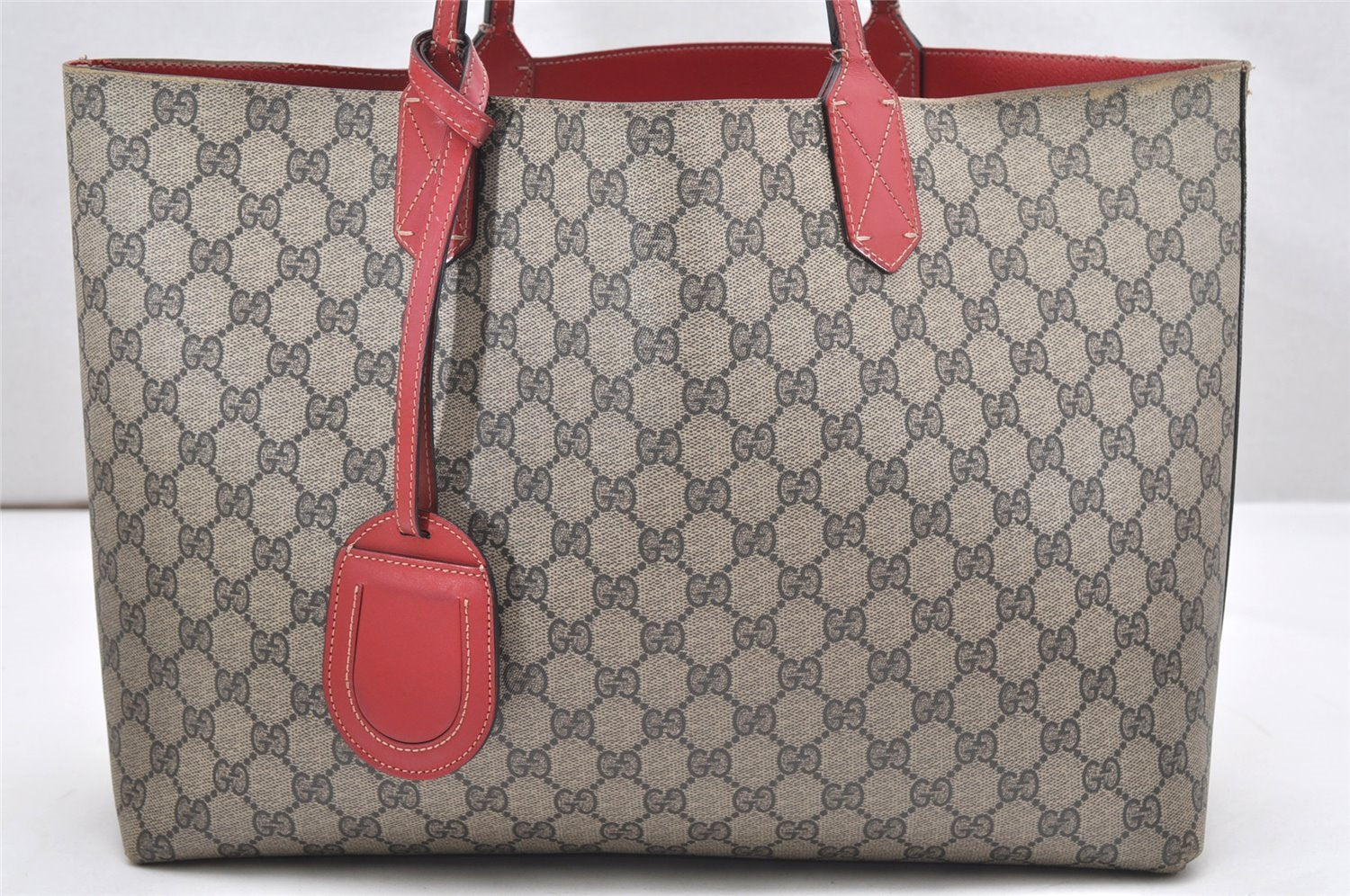 Authentic GUCCI Reversible Shoulder Tote Bag GG PVC Leather 368568 Brown 4462K