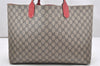 Authentic GUCCI Reversible Shoulder Tote Bag GG PVC Leather 368568 Brown 4462K