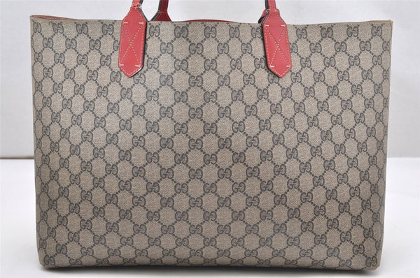 Authentic GUCCI Reversible Shoulder Tote Bag GG PVC Leather 368568 Brown 4462K