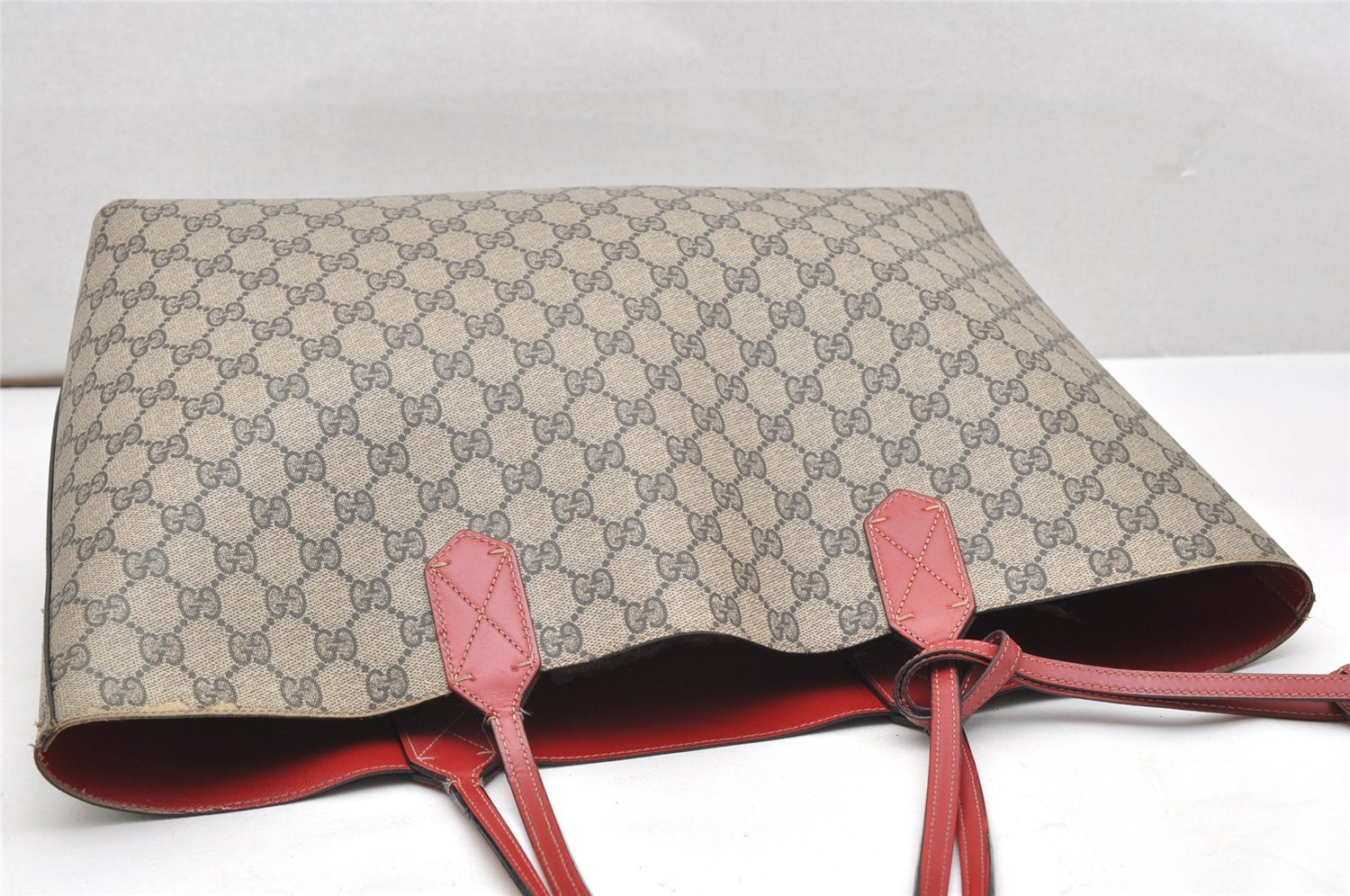 Authentic GUCCI Reversible Shoulder Tote Bag GG PVC Leather 368568 Brown 4462K