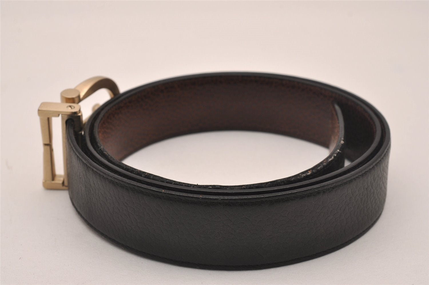 Auth Salvatore Ferragamo Belt Leather Reversible 31.5-35.4