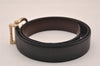 Auth Salvatore Ferragamo Belt Leather Reversible 31.5-35.4" Black Brown 4463J