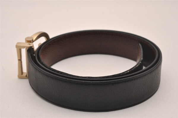 Auth Salvatore Ferragamo Belt Leather Reversible 31.5-35.4" Black Brown 4463J