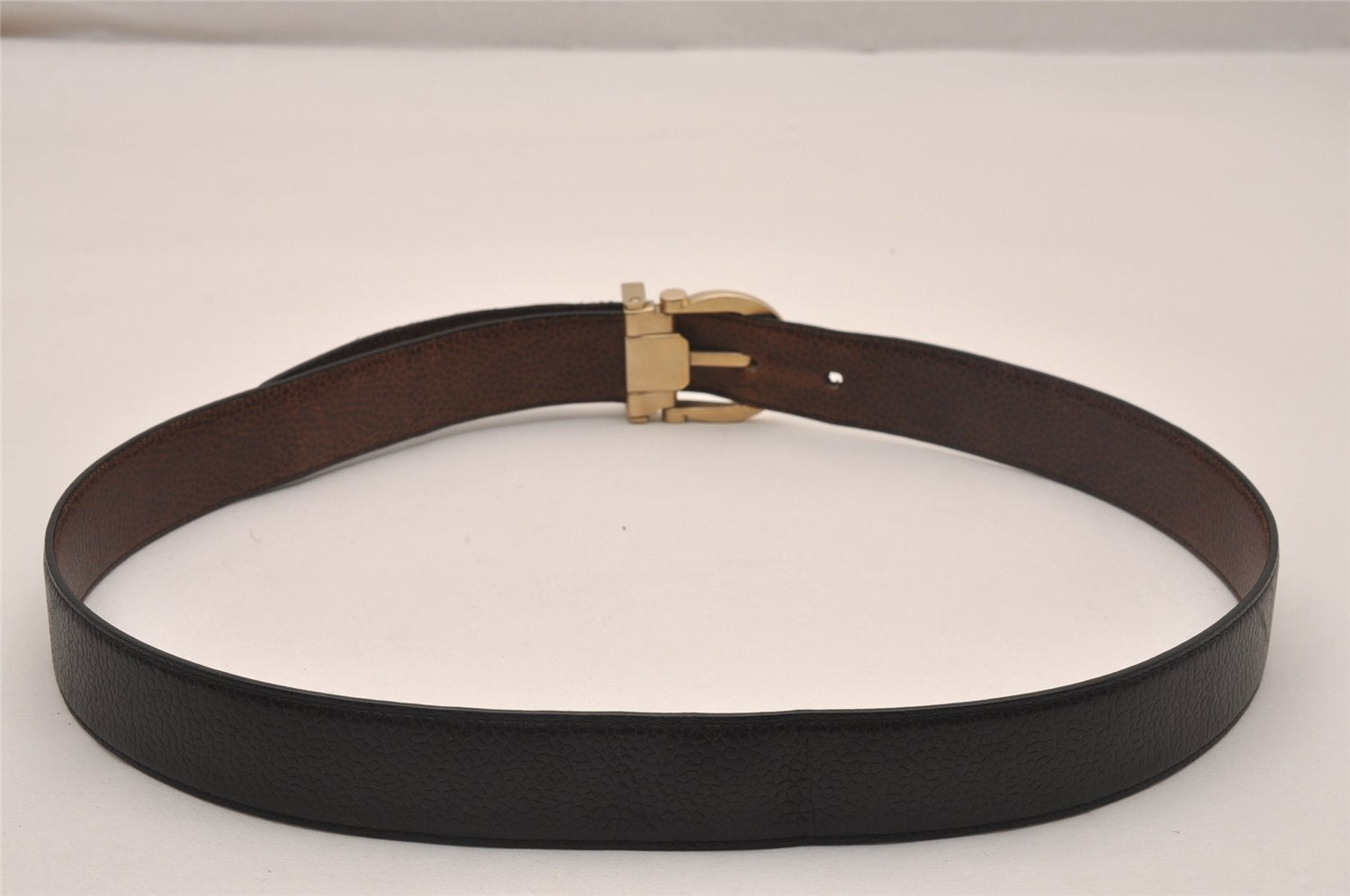 Auth Salvatore Ferragamo Belt Leather Reversible 31.5-35.4