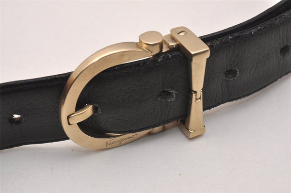 Auth Salvatore Ferragamo Belt Leather Reversible 31.5-35.4" Black Brown 4463J