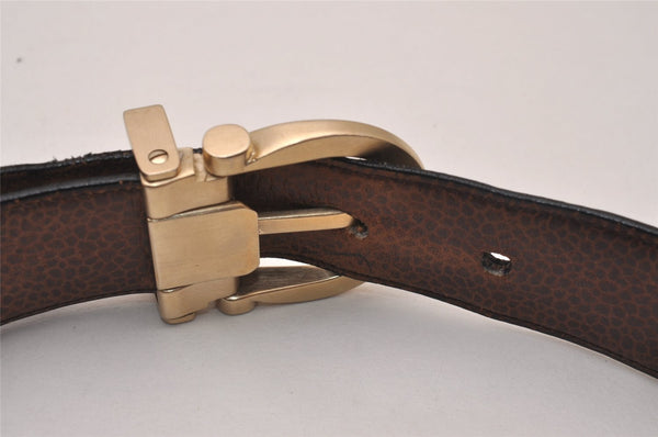 Auth Salvatore Ferragamo Belt Leather Reversible 31.5-35.4" Black Brown 4463J