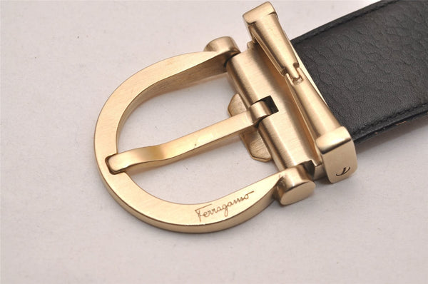 Auth Salvatore Ferragamo Belt Leather Reversible 31.5-35.4" Black Brown 4463J