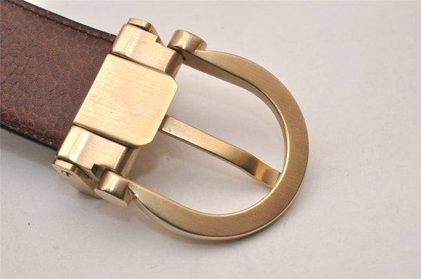 Auth Salvatore Ferragamo Belt Leather Reversible 31.5-35.4" Black Brown 4463J