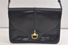 Authentic GUCCI Horsebit Shoulder Cross Body Bag Purse Leather Navy Blue 4463K