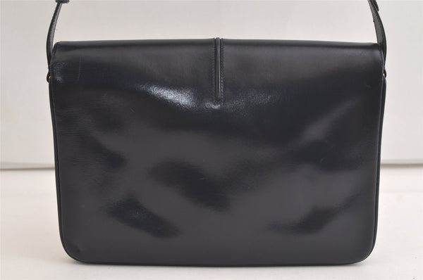 Authentic GUCCI Horsebit Shoulder Cross Body Bag Purse Leather Navy Blue 4463K