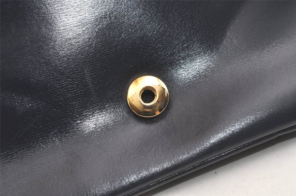 Authentic GUCCI Horsebit Shoulder Cross Body Bag Purse Leather Navy Blue 4463K