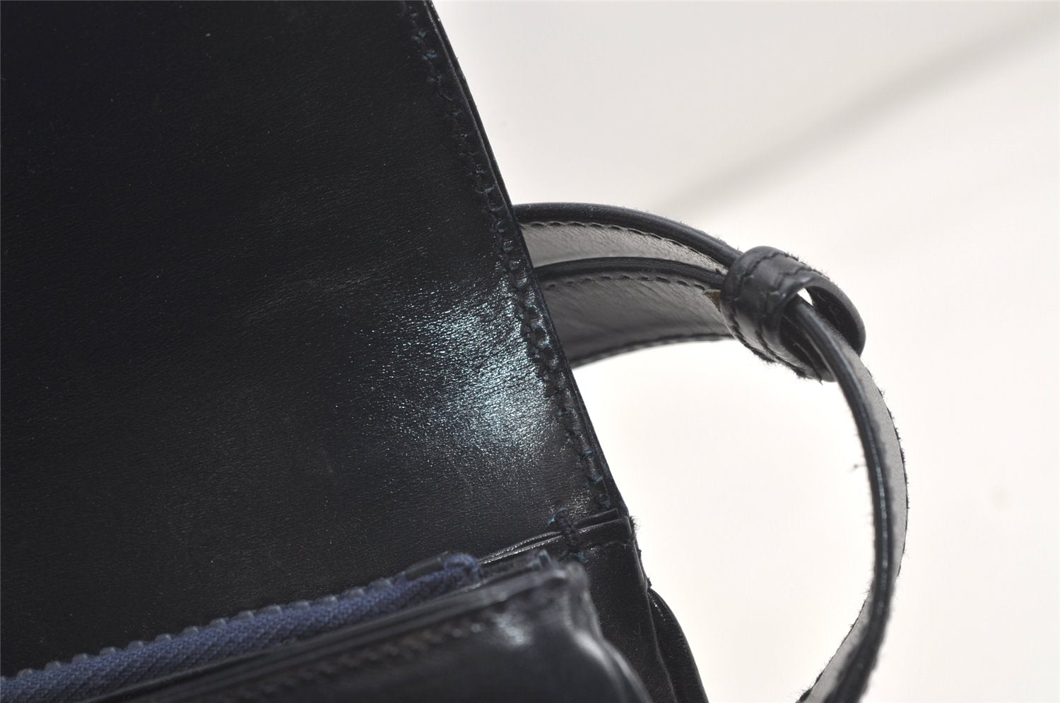 Authentic GUCCI Horsebit Shoulder Cross Body Bag Purse Leather Navy Blue 4463K