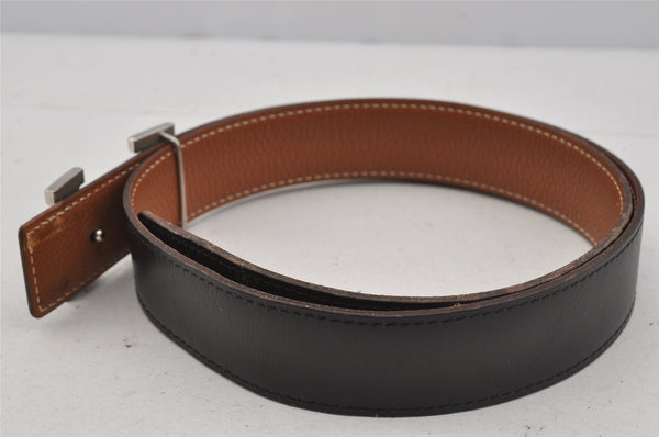 Authentic HERMES Constance Leather Belt Size 80cm 31.5" Black Brown Box 4464J