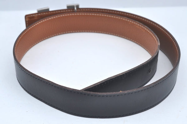 Authentic HERMES Constance Leather Belt Size 80cm 31.5" Black Brown Box 4464J