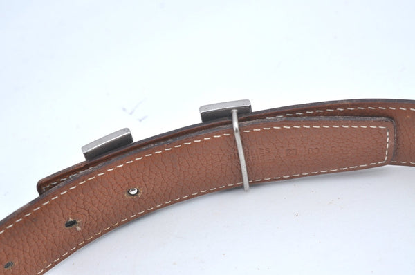 Authentic HERMES Constance Leather Belt Size 80cm 31.5" Black Brown Box 4464J