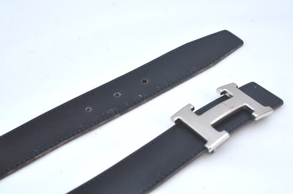Authentic HERMES Constance Leather Belt Size 80cm 31.5" Black Brown Box 4464J