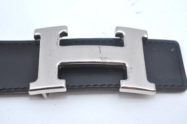 Authentic HERMES Constance Leather Belt Size 80cm 31.5" Black Brown Box 4464J