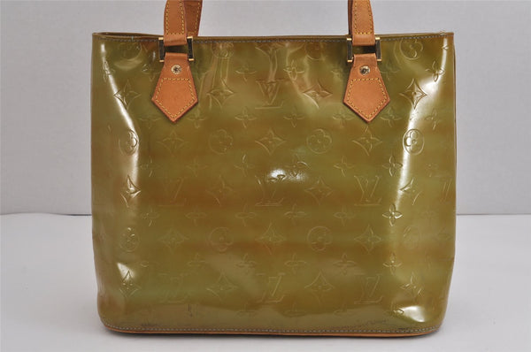 Authentic Louis Vuitton Vernis Houston Shoulder Bag Light Green M91005 LV 4466J