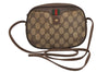Authentic GUCCI Web Sherry Line Shoulder Bag GG PVC Leather Brown Junk 4467J
