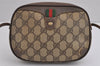 Authentic GUCCI Web Sherry Line Shoulder Bag GG PVC Leather Brown Junk 4467J
