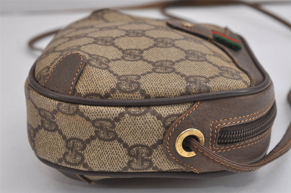 Authentic GUCCI Web Sherry Line Shoulder Bag GG PVC Leather Brown Junk 4467J