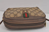 Authentic GUCCI Web Sherry Line Shoulder Bag GG PVC Leather Brown Junk 4467J