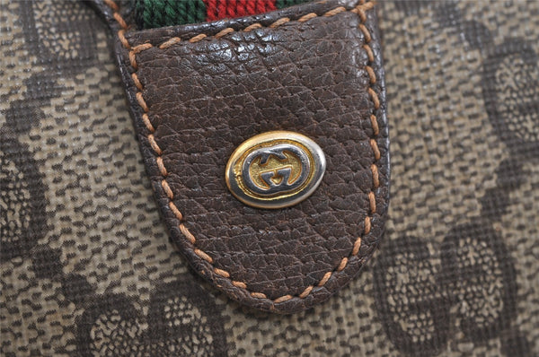 Authentic GUCCI Web Sherry Line Shoulder Bag GG PVC Leather Brown Junk 4467J