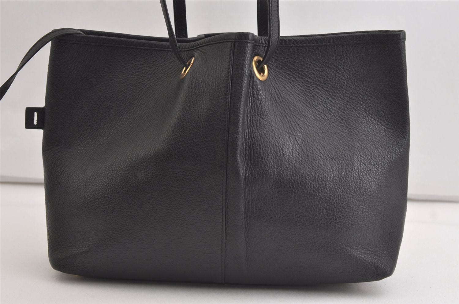 Authentic YVES SAINT LAURENT Neo Double Tote Bag Leather 297746 Black 4469K