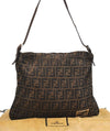 Authentic FENDI Vintage Zucca Shoulder Bag Nylon Leather Brown 4471J