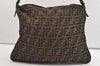 Authentic FENDI Vintage Zucca Shoulder Bag Nylon Leather Brown 4471J