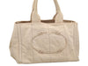 Authentic PRADA Vintage Canapa M Canvas Tote Hand Bag Beige 4471K