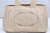 Authentic PRADA Vintage Canapa M Canvas Tote Hand Bag Beige 4471K