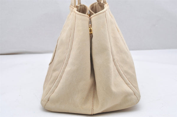 Authentic PRADA Vintage Canapa M Canvas Tote Hand Bag Beige 4471K